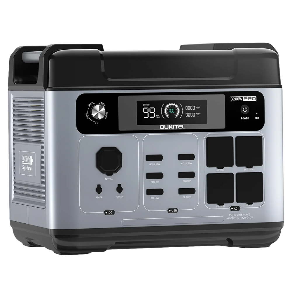 OUKITEL P2001 Pro 3200W Portable Power Station  2048Wh LiFePO4  4×AC Outlets  6400W Surge   Ultra-Fast AC