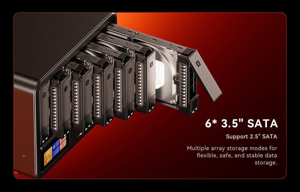 AOOSTAR WTR MAX 11 Bays NAS Mini PC Barebone  No RAM No SSD   Secondary Screen  AMD R7 Pro 8845HS 8 Cores Max 5 1GHz  HDMI DP U