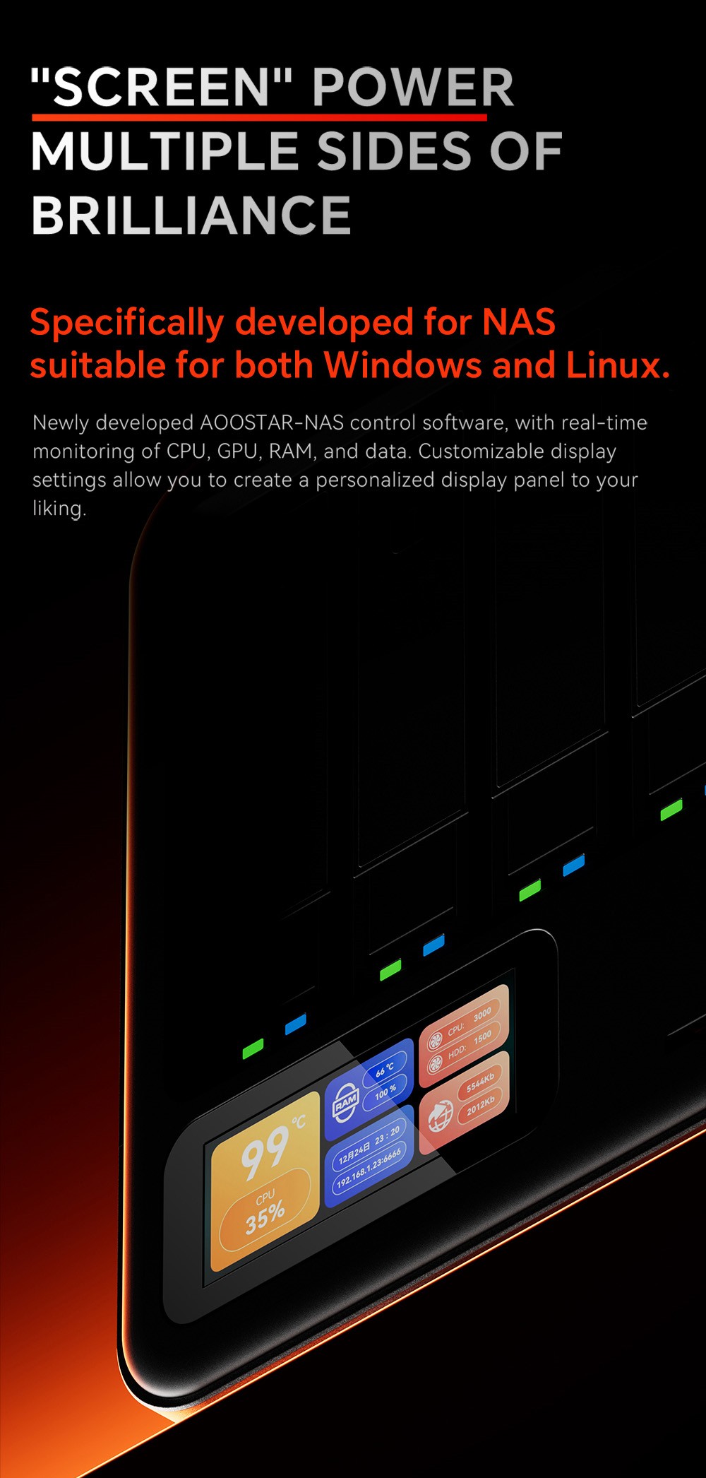 AOOSTAR WTR MAX 11 Bays NAS Mini PC Barebone  No RAM No SSD   Secondary Screen  AMD R7 Pro 8845HS 8 Cores Max 5 1GHz  HDMI DP U