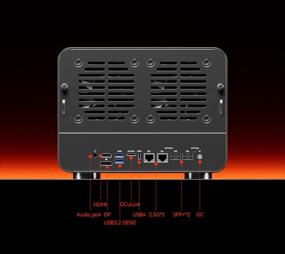 AOOSTAR WTR MAX 11 Bays NAS Mini PC Barebone  No RAM No SSD   Secondary Screen  AMD R7 Pro 8845HS 8 Cores Max 5 1GHz  HDMI DP U