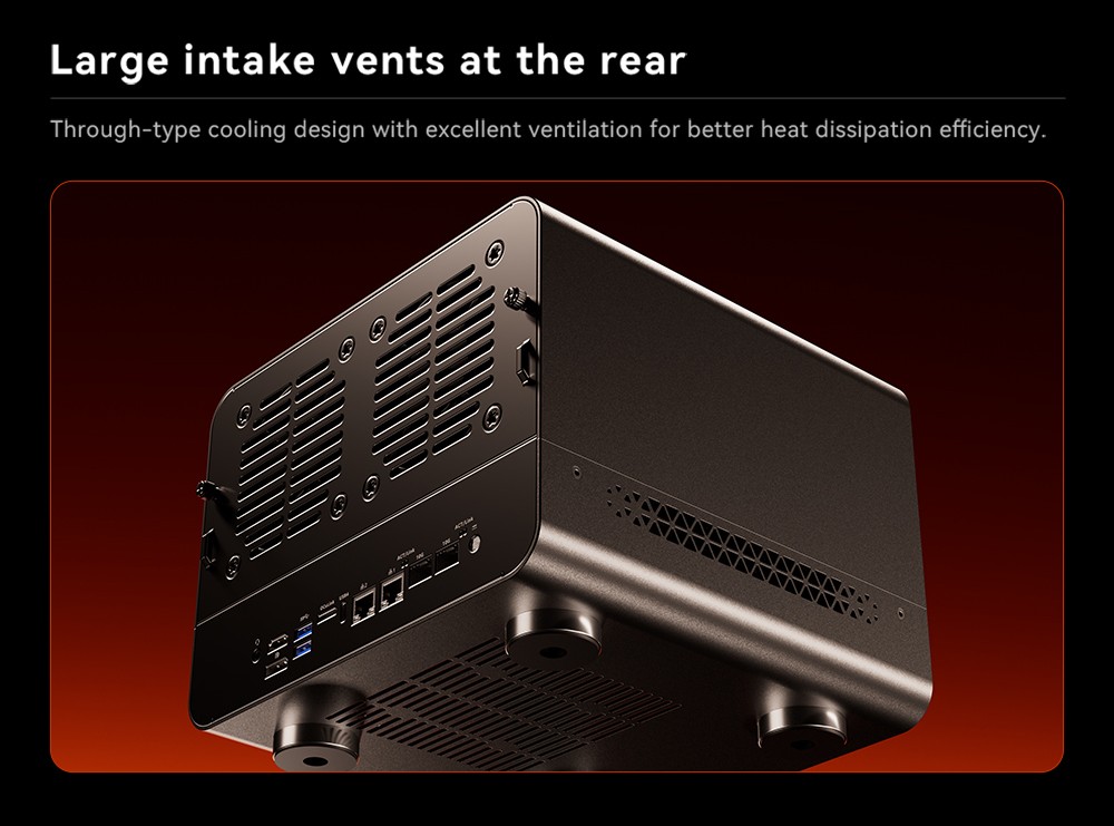 AOOSTAR WTR MAX 11 Bays NAS Mini PC Barebone  No RAM No SSD   Secondary Screen  AMD R7 Pro 8845HS 8 Cores Max 5 1GHz  HDMI DP U