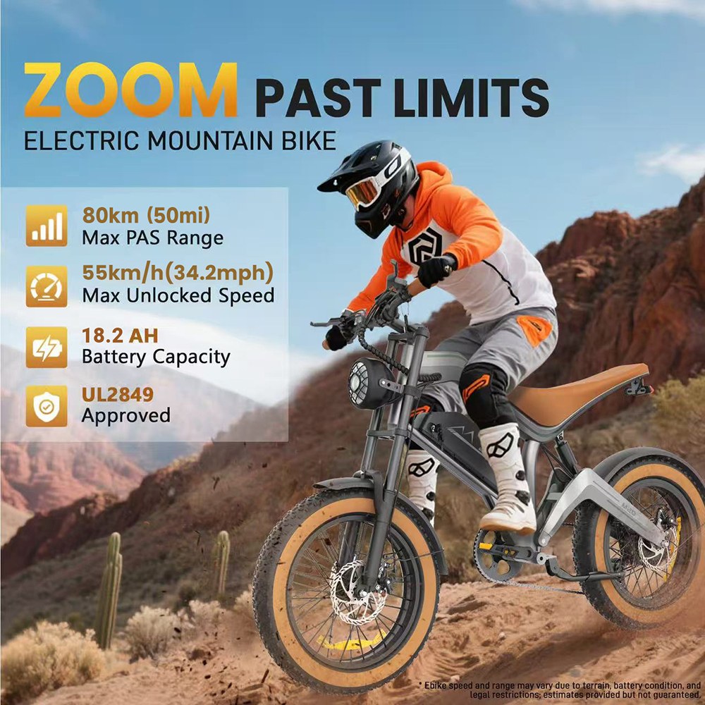 ZONVEER M20 Electric Bike 1000W 1500W Peak Motor 48V 18 2Ah Battery 55km/h Max Speed 60km PAS Range 20