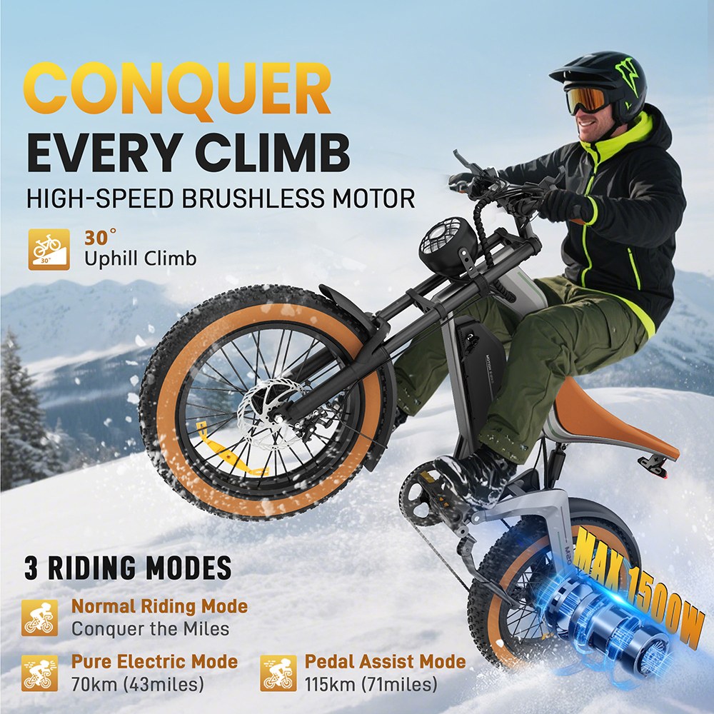 ZONVEER M20 Electric Bike 1000W 1500W Peak Motor 48V 18 2Ah Battery 55km/h Max Speed 60km PAS Range 20