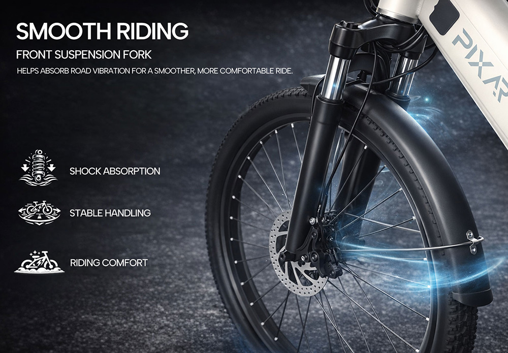 PIXAR C1 Electric Bike 250W Motor 36V 13Ah Battery 25km/h Max Speed 65km Range 27 5'×1 95' Tires Shimano 7-Speed 150kg