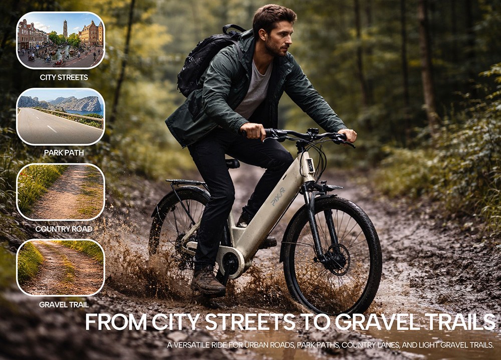 PIXAR C1 Electric Bike 250W Motor 36V 13Ah Battery 25km/h Max Speed 65km Range 27 5'×1 95' Tires Shimano 7-Speed 150kg