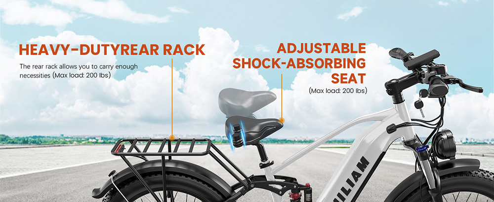 PHILIAM F3 PRO Dual Motor Electric Bike  1000W*2  3000W Peak   52V 23Ah Battery  37 MPH  100 Mile Range  26