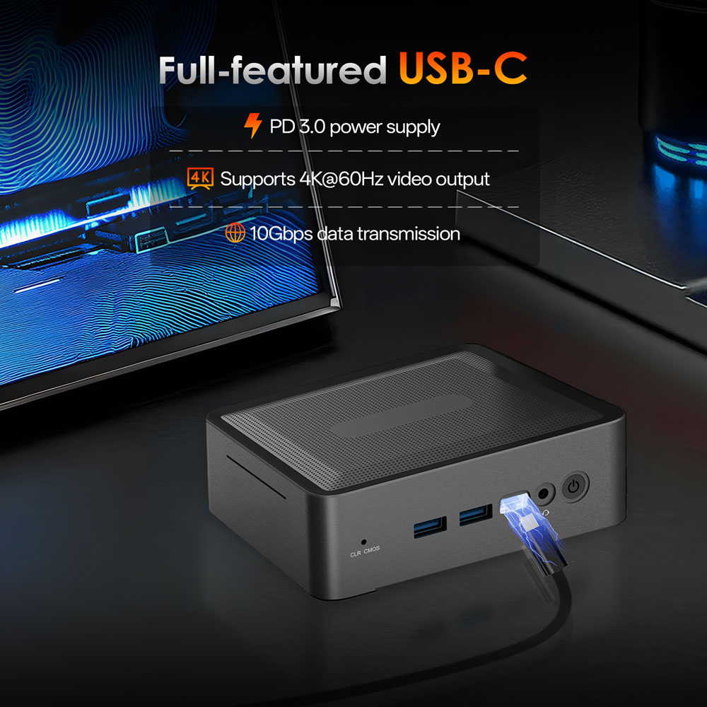 MINIHYPER U58 Mini PC  AMD Ryzen 7 5825U  8C/16T  Up to 4 5GHz   16GB DDR4 512GB NVMe SSD  Radeon Vega 8  Triple 4K Display  HD