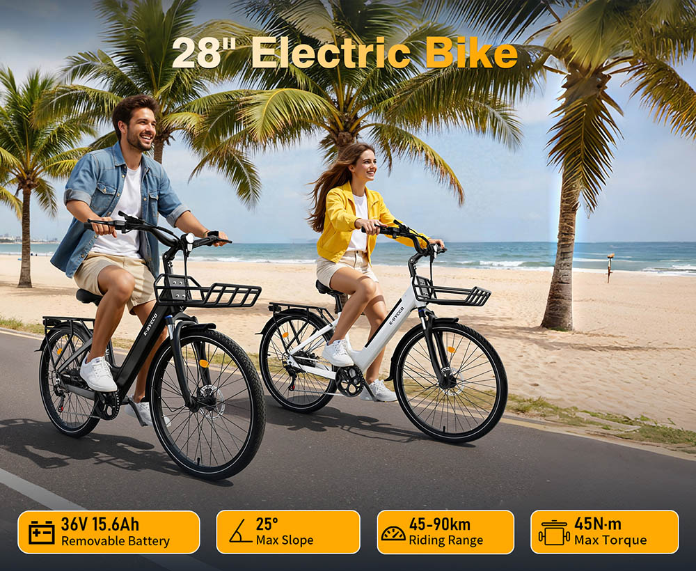 E·Bycco V1 Electric Bike 250W Motor 500W Peak 36V 15 6Ah Removable Battery 25km/h Max Speed Up to 90km Range 28' Commut