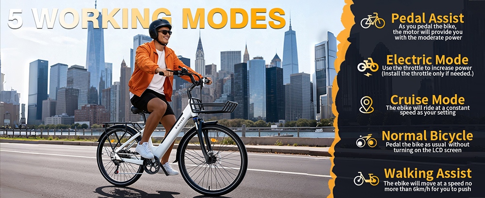 E·Bycco V1 Electric Bike 250W Motor 500W Peak 36V 15 6Ah Removable Battery 25km/h Max Speed Up to 90km Range 28' Commut