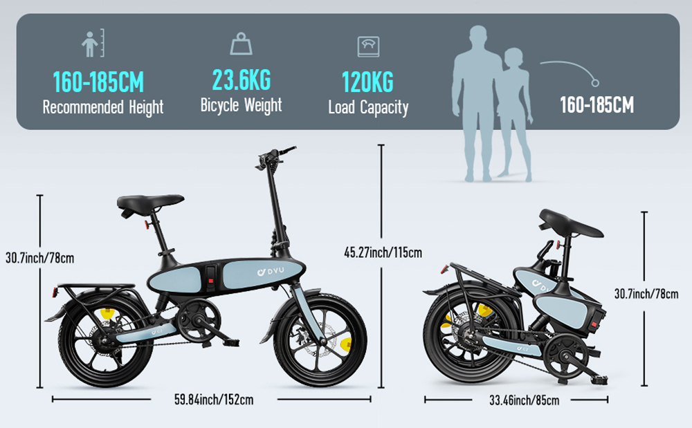 DYU C2 Foldable Electric Bike  250W Motor  48V 7 5Ah Battery  25km Max Speed  50km Range  16