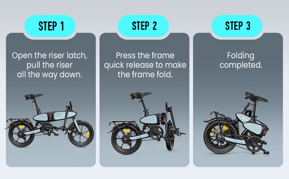 DYU C2 Foldable Electric Bike  250W Motor  48V 7 5Ah Battery  25km Max Speed  50km Range  16