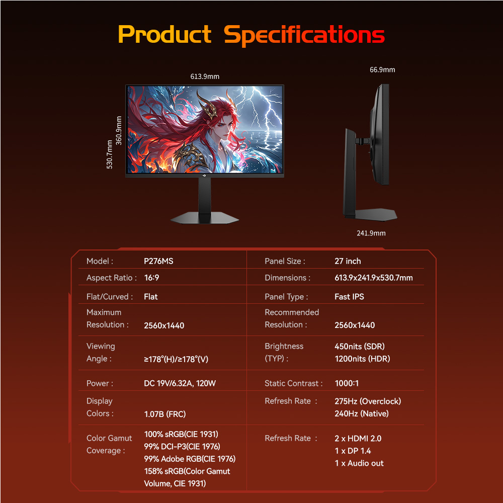 TITAN ARMY P276MS Gaming Monitor 27