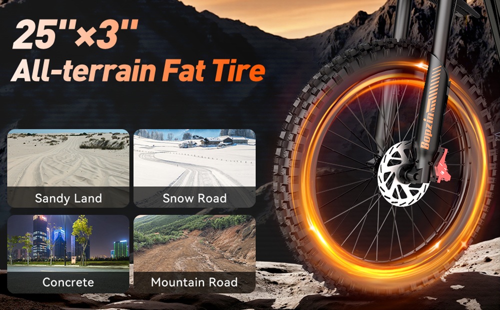 BOPZIN Q8 Electric Dirt Bike  3000W Peak Motor  60V 35Ah Removable Battery  Up to 45MPH  68 Miles Max Range  25' Fat Tires  Dua