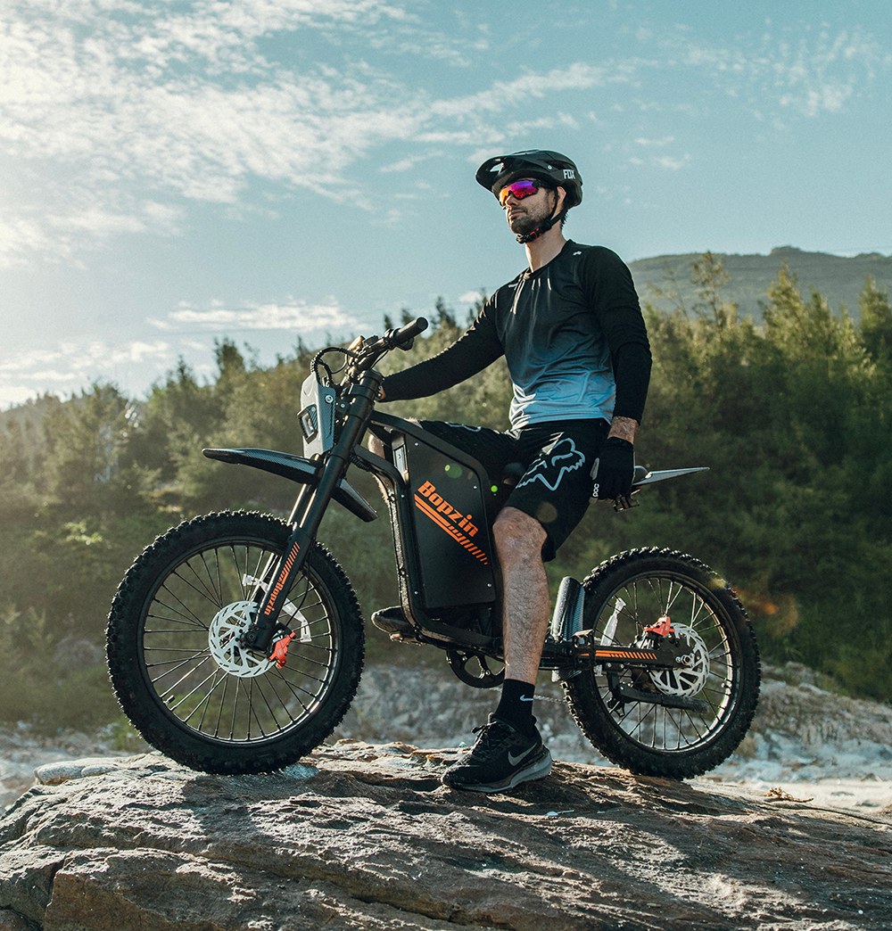 BOPZIN Q8 Electric Dirt Bike  3000W Peak Motor  60V 35Ah Removable Battery  Up to 45MPH  68 Miles Max Range  25' Fat Tires  Dua