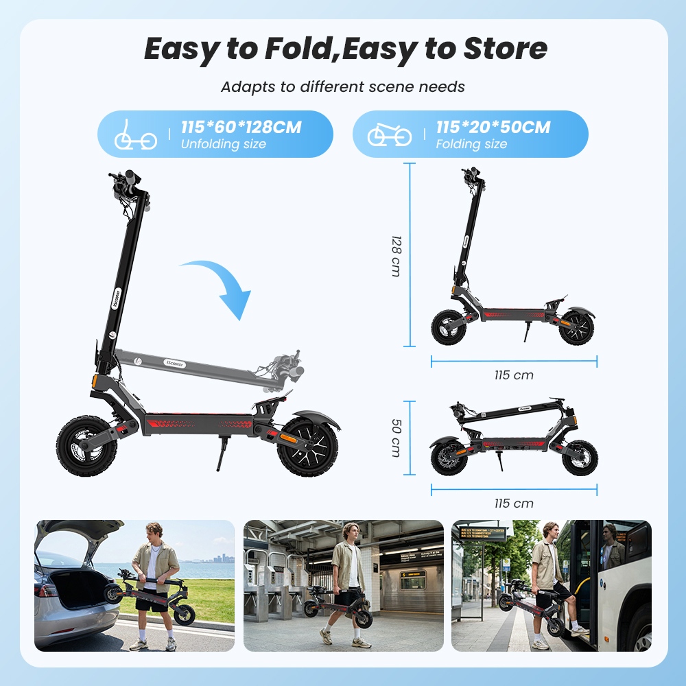 iScooter iF1 Foldable Electric Scooter 1200W Motor 48V 10Ah Battery 45km/h Max Speed 40–50km Range 10-inch Vacuum Off-Ro
