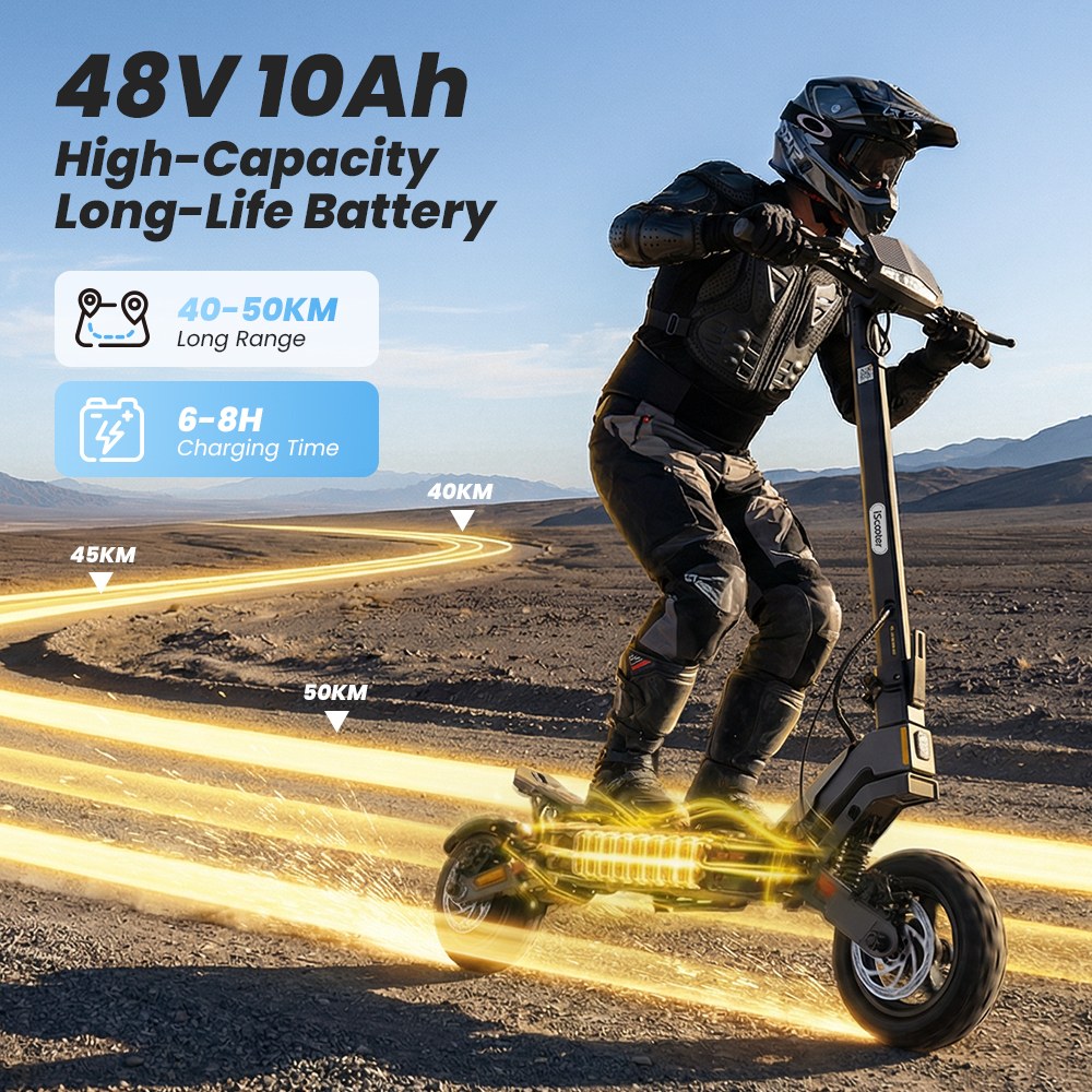 iScooter iF1 Foldable Electric Scooter 1200W Motor 48V 10Ah Battery 45km/h Max Speed 40–50km Range 10-inch Vacuum Off-Ro