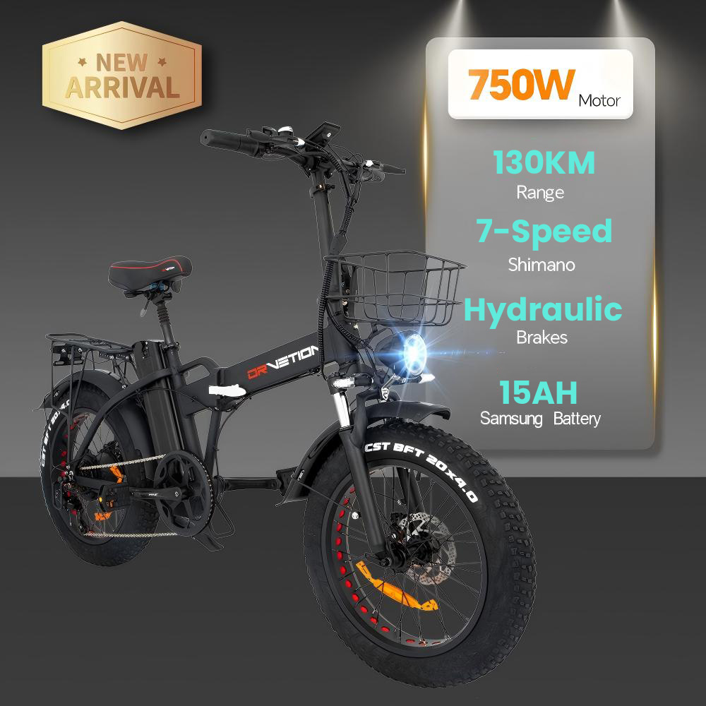 DRVETION AT20 Pro Electric Bike 750W BAFANG Motor 48V 15Ah Samsung Battery Up to 130km Range 45km/h Max Speed 20×4 0