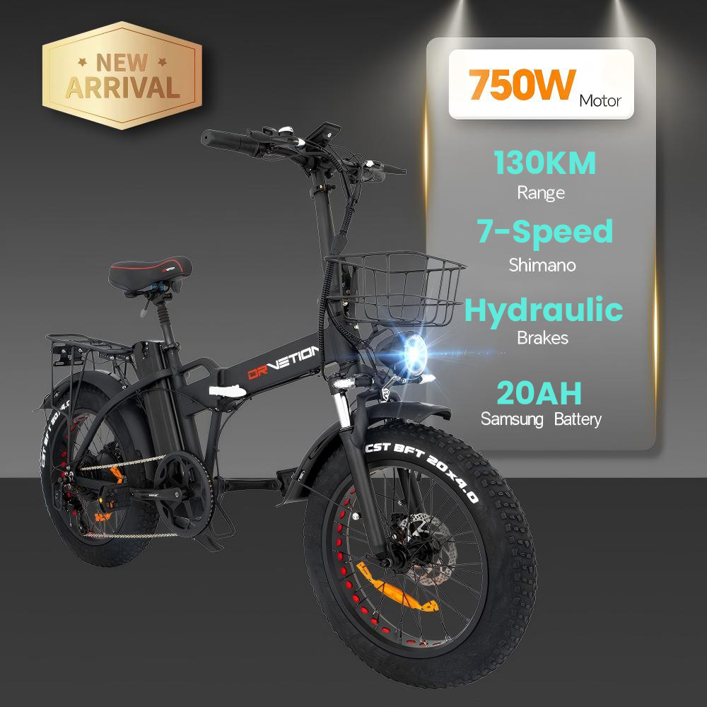 DRVETION AT20 Pro Electric Bike 750W BAFANG Motor 48V 20Ah Samsung Battery Up to 130km Range 45km/h Max Speed 20×4 0