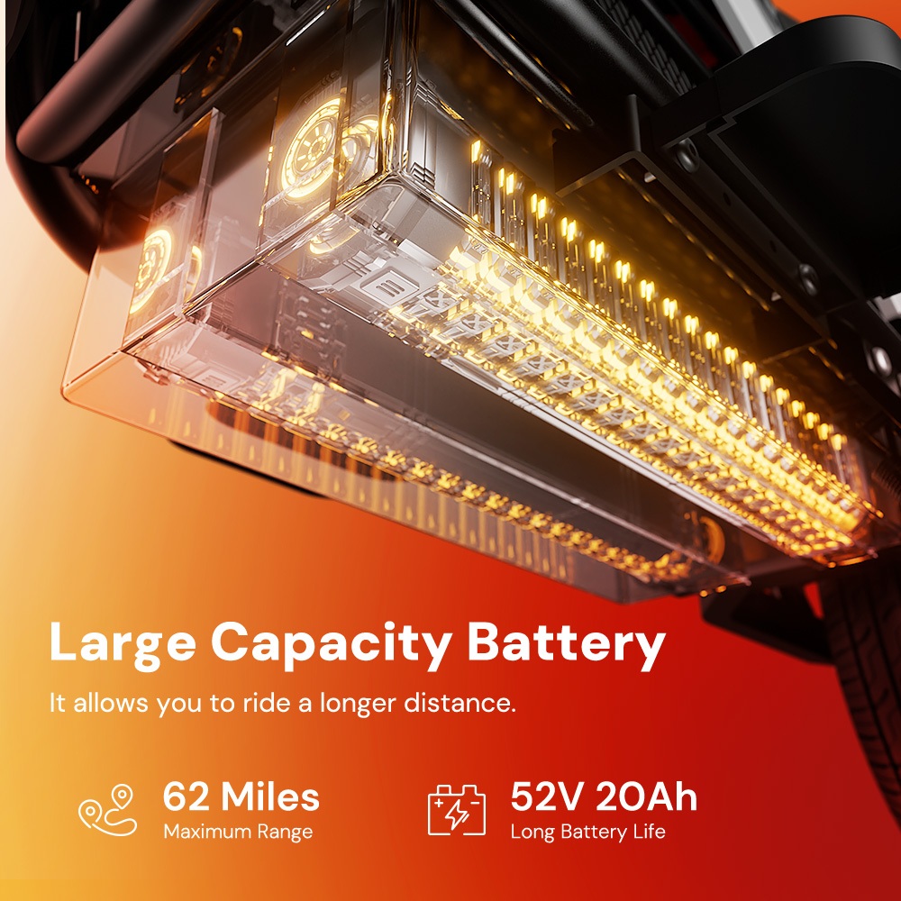 iScooter DX5Pro Electric Scooter 2000W Brushless Motor 60km/h Top Speed 52V 20Ah Battery Up to 100km Range 17