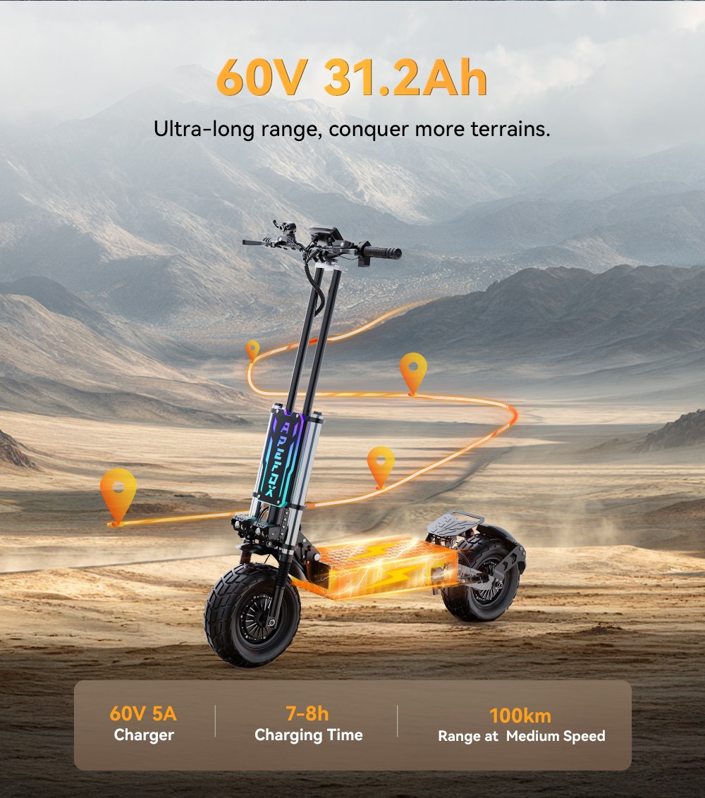 APEFOX T90 Electric Scooter 2100W*2 Motor 60V 31 2Ah Battery 13 inch Tires 85km/h Max Speed 100km Range Hydraulic Disc Br