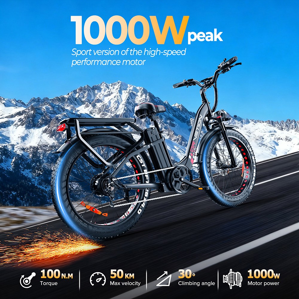 DRVETION CTR26 1000W Electric Bike  26”×4 0