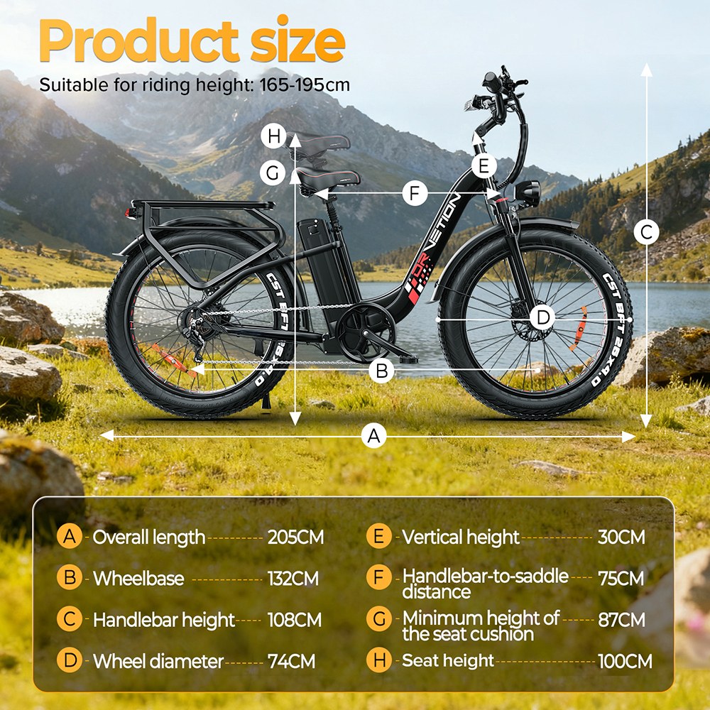 DRVETION CTR26 1000W Electric Bike  26”×4 0