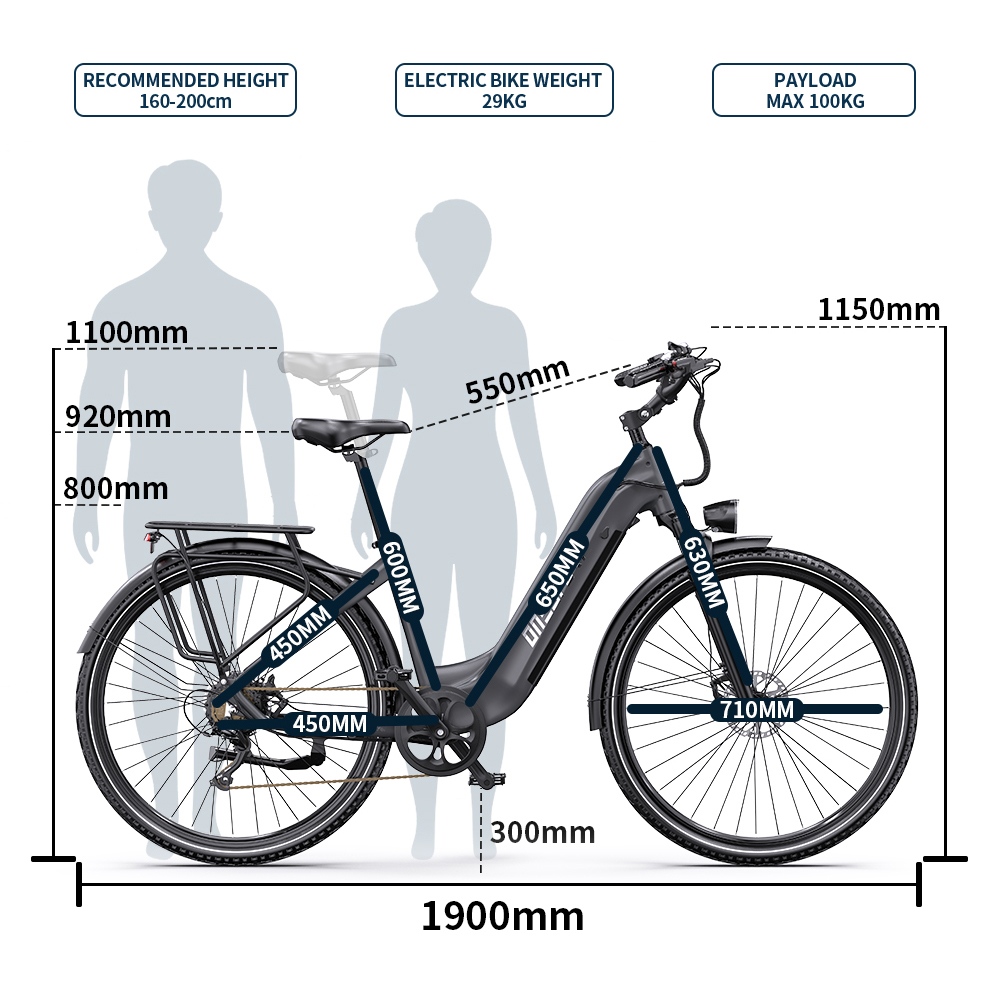 ONESPORT OT05 Pro Electric Bike 250W Motor 36V 22 5Ah Battery 700*50C Tires 25km/h Max Speed 140km Range Hydraulic Disc B