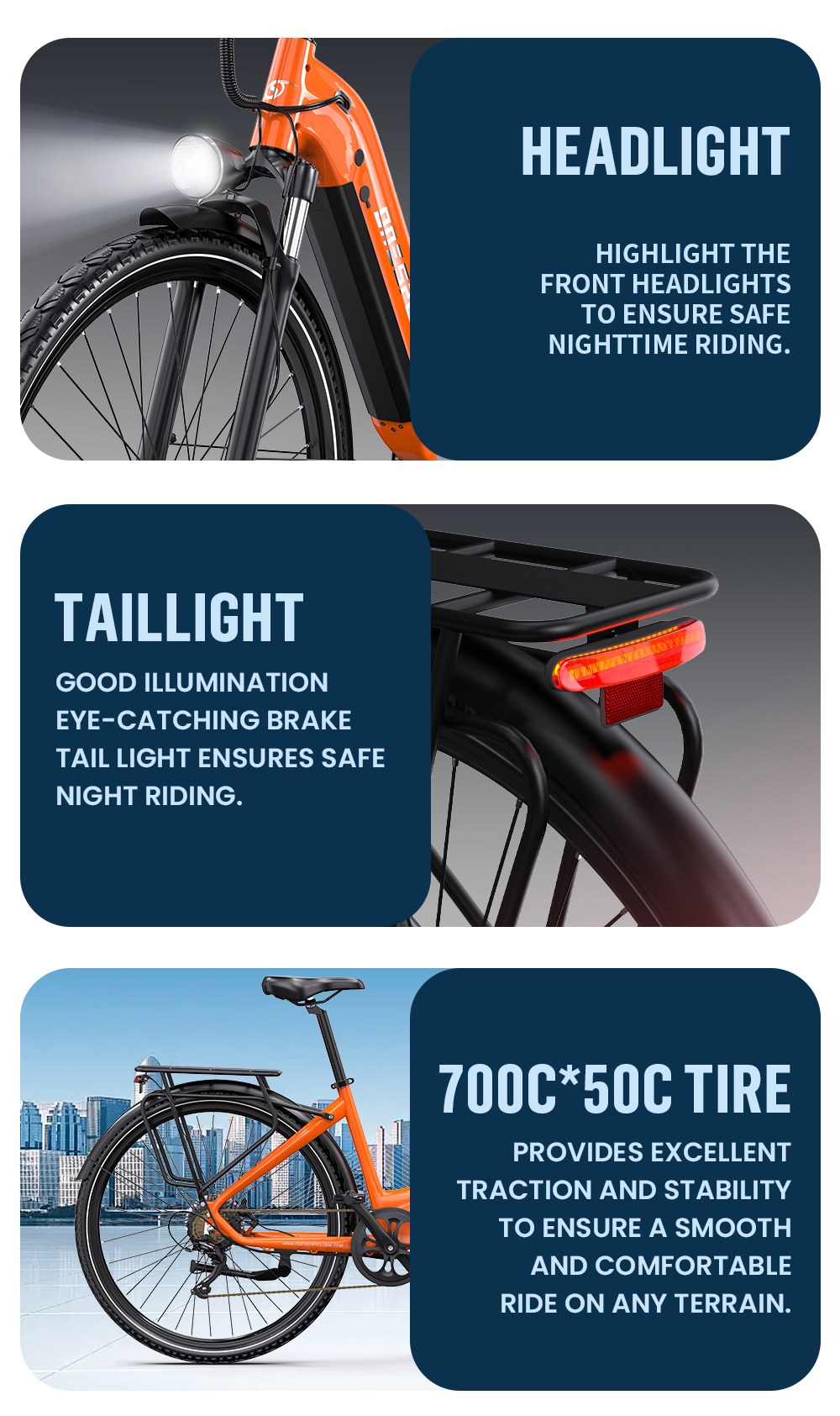 ONESPORT OT05 Pro Electric Bike 250W Motor 36V 22 5Ah Battery 700*50C Tires 25km/h Max Speed 140km Range Hydraulic Disc B