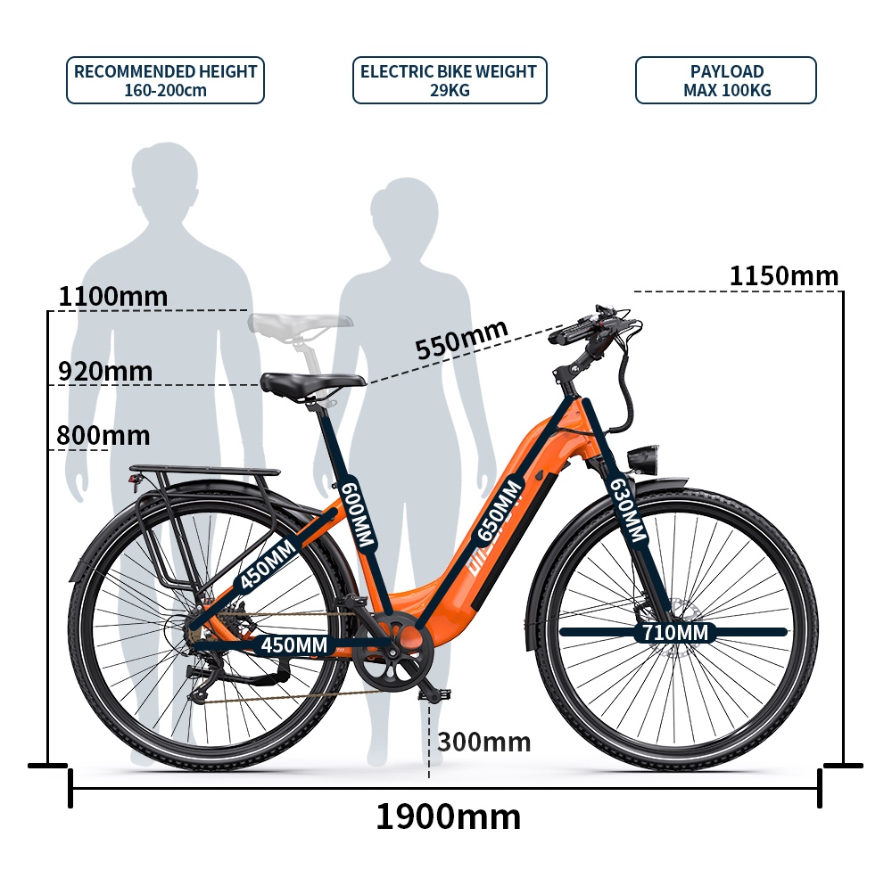 ONESPORT OT05 Pro Electric Bike 250W Motor 36V 22 5Ah Battery 700*50C Tires 25km/h Max Speed 140km Range Hydraulic Disc B