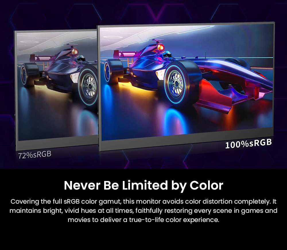 UPERFECT UGame K7 Gaming Monitor  17 3 Inch 2560×1440 QHD IPS Display  144Hz Refresh Rate  10ms Response Time  HDR  FreeSync