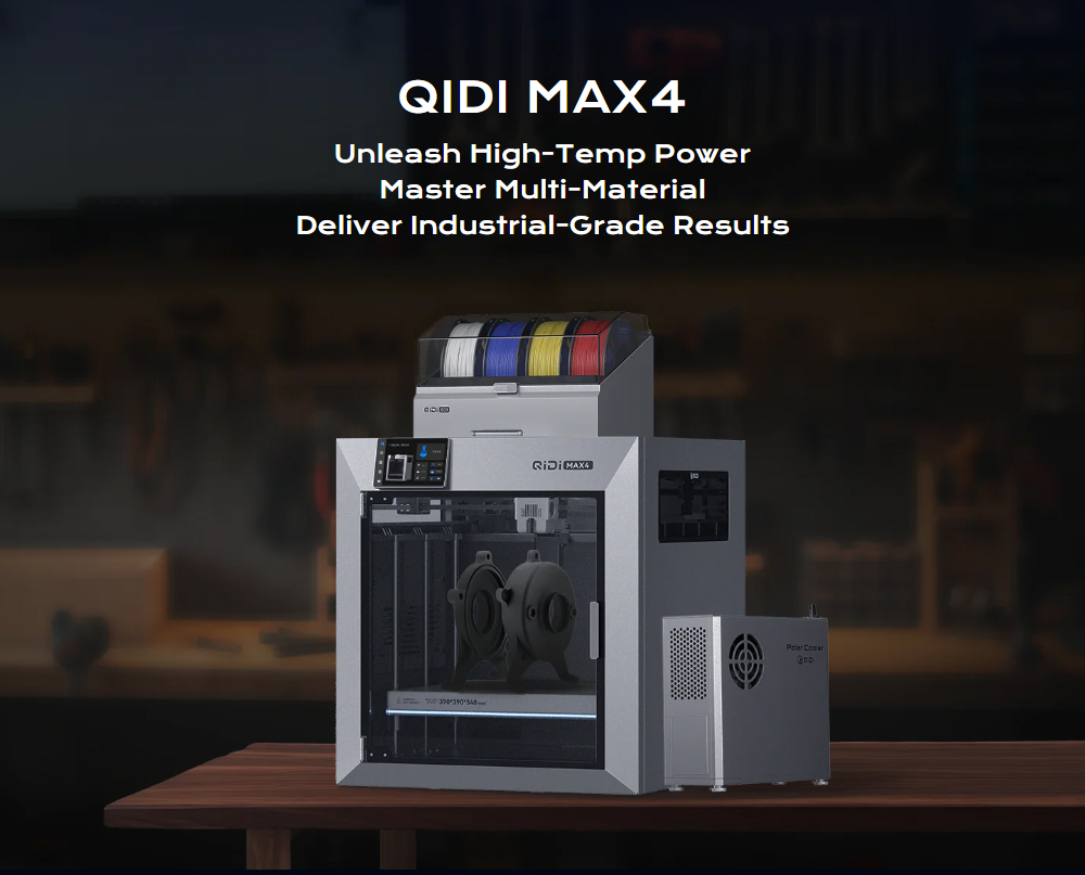 QIDI Max4 3D Printer CoreXY System 800mm/s Speed 370℃ High-Temp 65℃ Heated Chamber 390×390×340mm Build Volume AI Ca