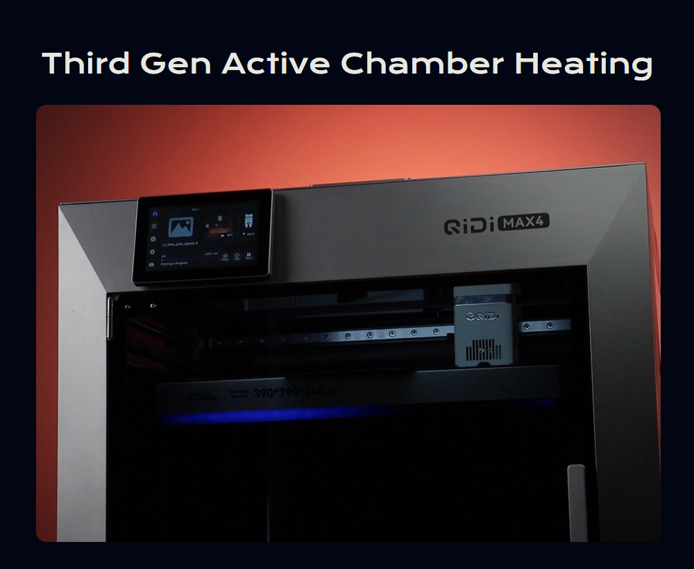 QIDI Max4 3D Printer CoreXY System 800mm/s Speed 370℃ High-Temp 65℃ Heated Chamber 390×390×340mm Build Volume AI Ca
