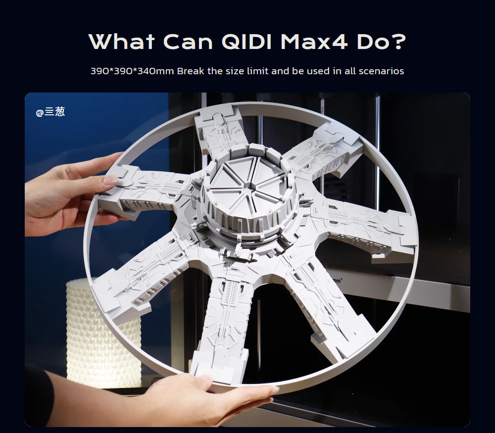 QIDI Max4 3D Printer CoreXY System 800mm/s Speed 370℃ High-Temp 65℃ Heated Chamber 390×390×340mm Build Volume AI Ca