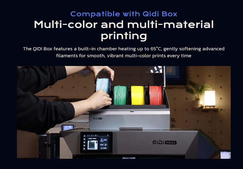 QIDI Max4 3D Printer CoreXY System 800mm/s Speed 370℃ High-Temp 65℃ Heated Chamber 390×390×340mm Build Volume AI Ca