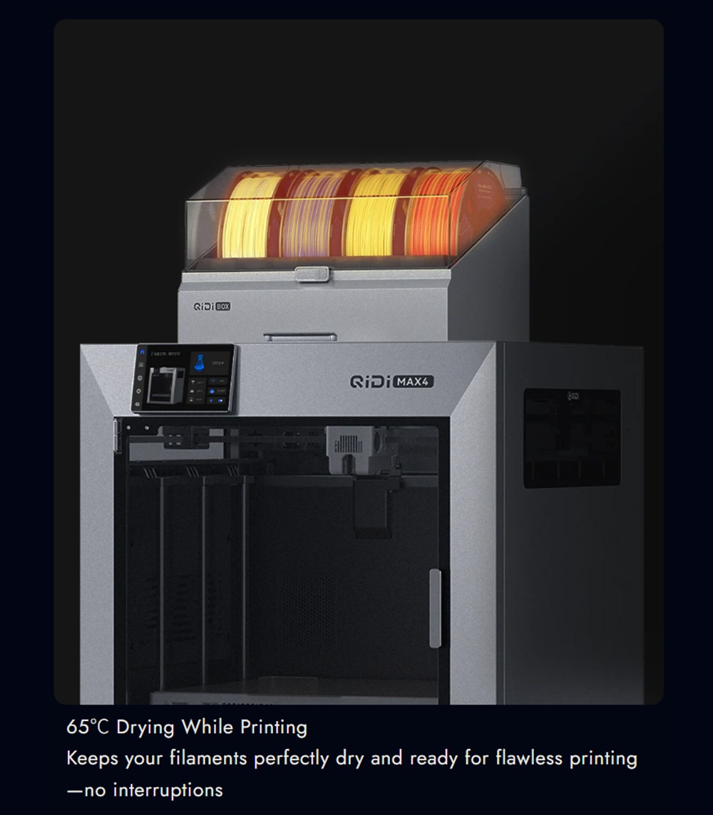 QIDI Max4 3D Printer CoreXY System 800mm/s Speed 370℃ High-Temp 65℃ Heated Chamber 390×390×340mm Build Volume AI Ca