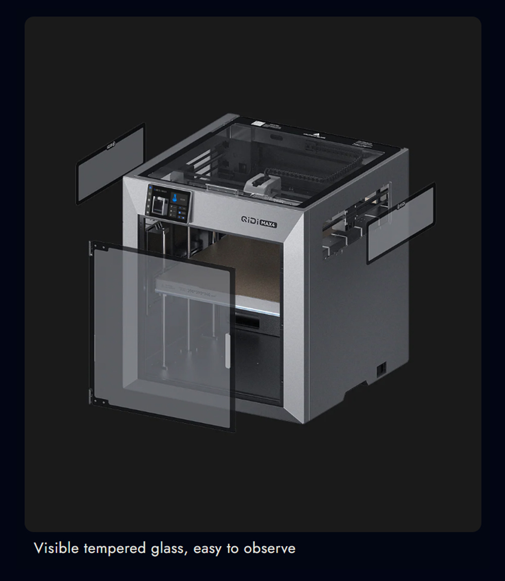 QIDI Max4 3D Printer CoreXY System 800mm/s Speed 370℃ High-Temp 65℃ Heated Chamber 390×390×340mm Build Volume AI Ca