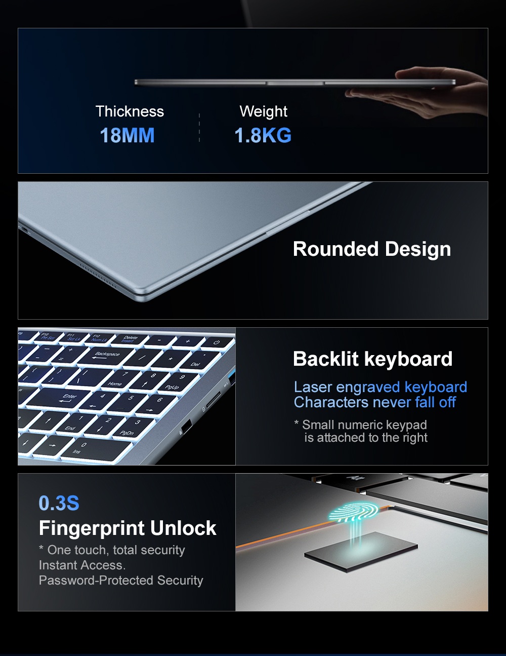 Ninkear N16 Pro Laptop 16 inch 2560*1600 120Hz IPS Screen Intel Core i7-12700H 6 Cores Max 4 7GHz 16GB RAM 1TB SSD WiFi 6 B