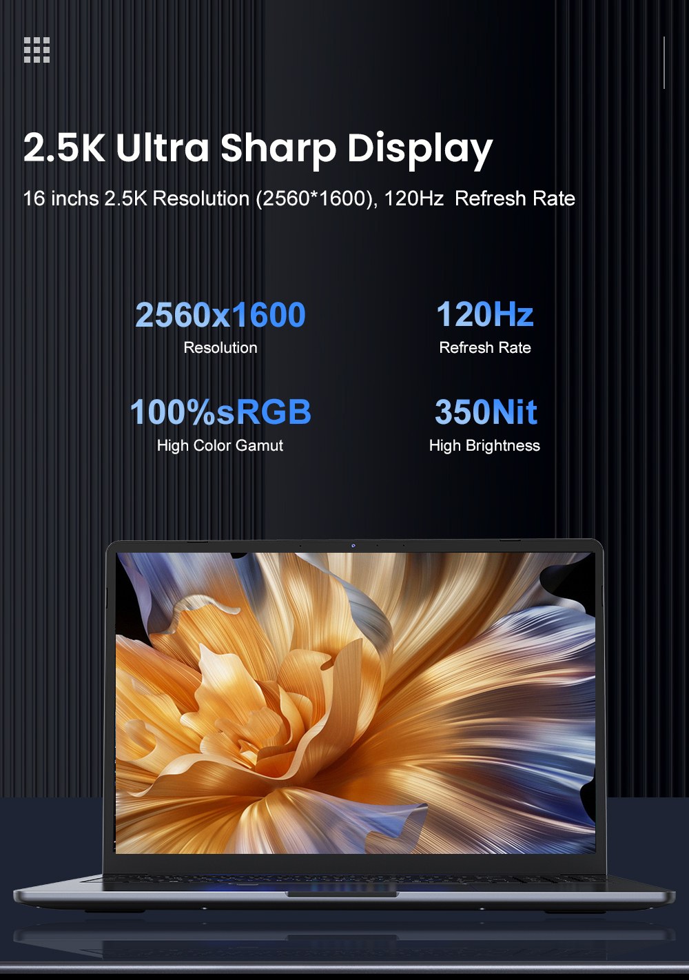 Ninkear N16 Pro Laptop 16 inch 2560*1600 120Hz IPS Screen Intel Core i7-12700H 6 Cores Max 4 7GHz 16GB RAM 1TB SSD WiFi 6 B