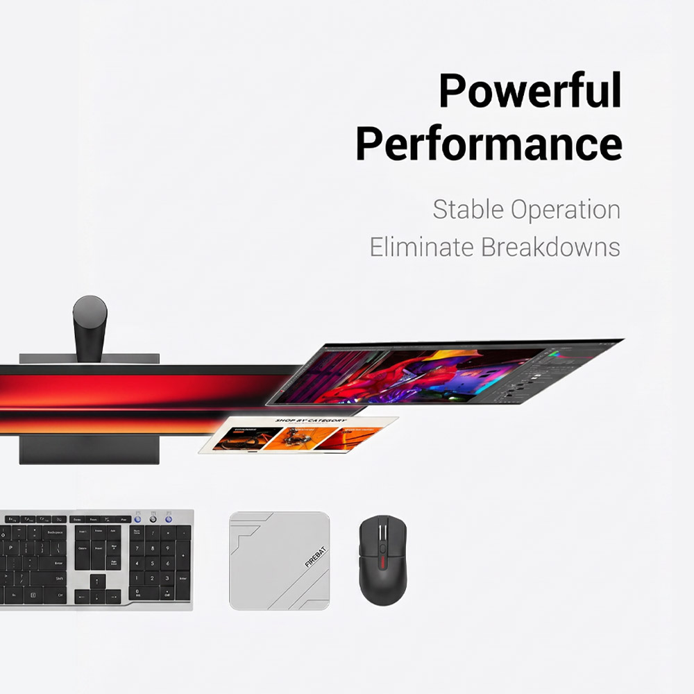 FIREBAT F1 Mini PC  AMD Ryzen 7 H255  8 Cores 16 Threads Up to 4 9GHz  AMD Radeon 780M Graphics  16GB LPDDR5 RAM  512GB SSD  US