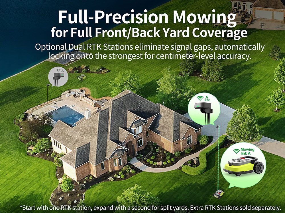 UBHOME M10 Robotic Lawn Mower RTK AI Vision Navigation No Perimeter Wire 7000㎡ Coverage Multi-Zone Up to 15 55% Slop