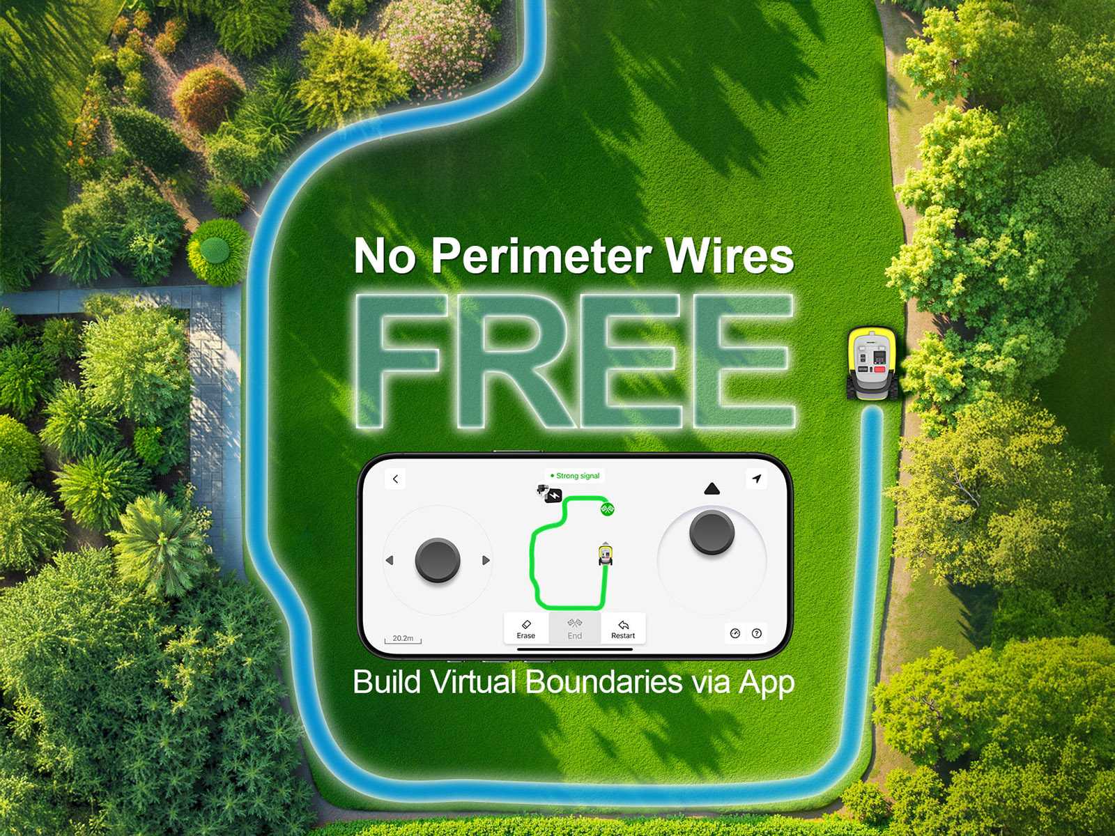 UBHOME M10 Robotic Lawn Mower RTK AI Vision Navigation No Perimeter Wire 7000㎡ Coverage Multi-Zone Up to 15 55% Slop