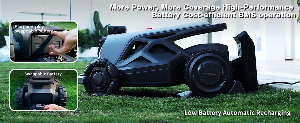 AIRSEEKERS TRON Robotic Lawn Mower  RTK   VIO   3D Vision Navigation  15Ah Battery  200m²/h Efficiency  300mm Cutting Width  3