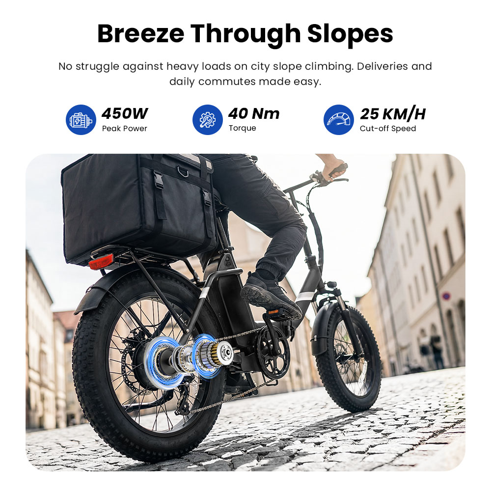 Touroll S3 Step-Thru Electric Bike  250W Motor  36V 13Ah Battery  20'×3 0' Tires  25km/h Max Speed  65km Max Range  Dual Disc