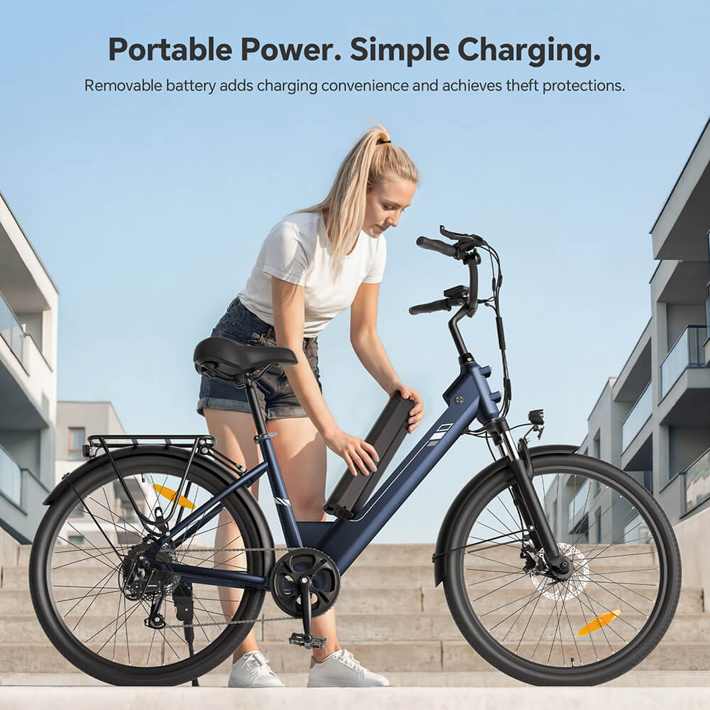 Foride Roamer 2 Step-Thru Electric Bike  250W Motor  36V 15 6Ah Battery  26'×1 75' Tires  25km/h Max Speed  100km Max Range  M