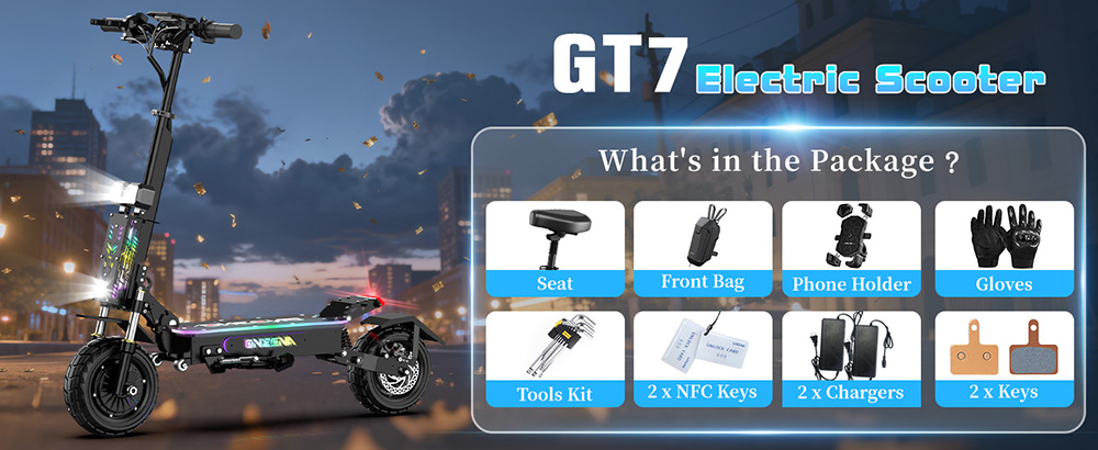 FENGQS GT7 Foldable Electric Scooter Dual 2800W Motors 60V 27Ah Battery 80km/h Top Speed 89km Range 111-Inch Off-Road Fat