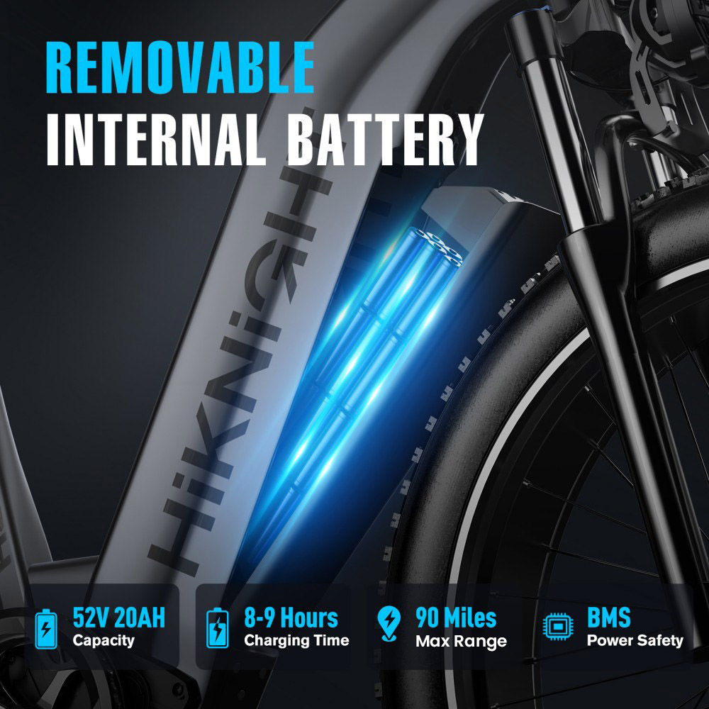 HIKNIGHT H2 PRO Electric Bike  3000W Peak Dual Motors  61km/h Max Speed  145km Range  52V 20Ah Removable Battery  35° Climbing