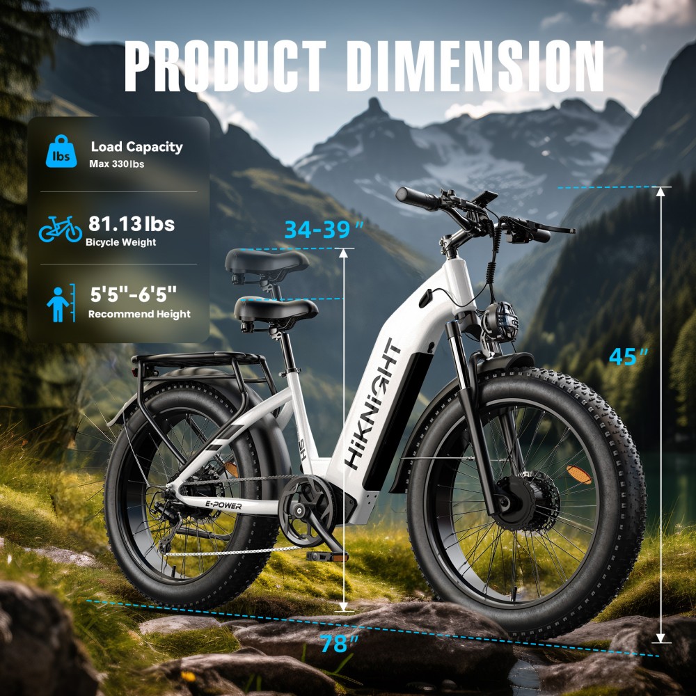 HIKNIGHT H2 PRO Electric Bike 3000W Peak Dual Motors 61km/h Max Speed 145km Range 52V 20Ah Removable Battery 35° Climbing