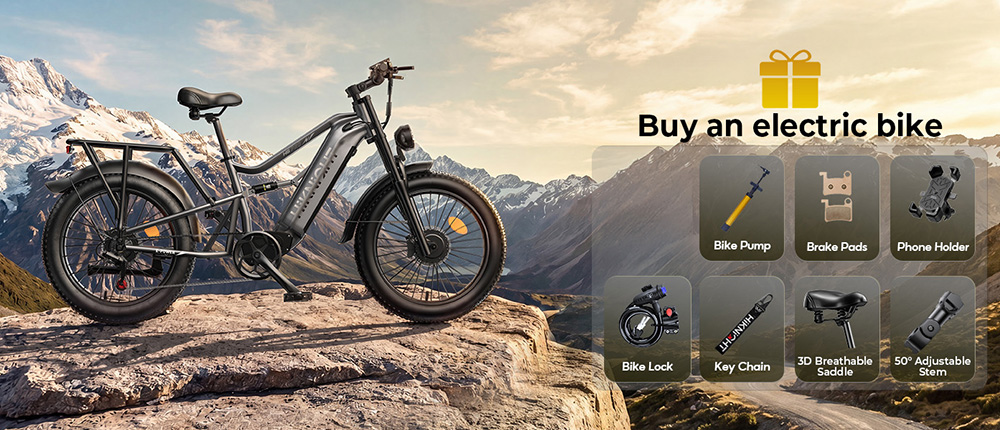 HIKNIGHT H6 PRO Electric Bike  4000W Peak Dual Motors  52V 20Ah Removable Battery  145km Range  64km/h Max Speed  200N·m Torqu