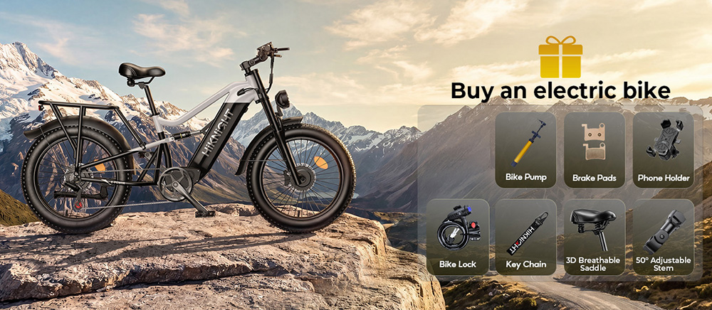 HIKNIGHT H6 PRO Electric Bike  4000W Peak Dual Motors  52V 20Ah Removable Battery  145km Range  64km/h Max Speed  200N·m Torqu