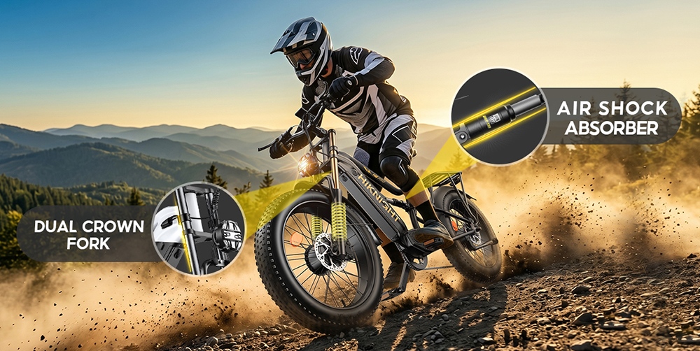 HIKNIGHT H6 PRO Electric Bike 4000W Peak Dual Motors 52V 20Ah Removable Battery 145km Range 64km/h Max Speed 200N·m Torqu